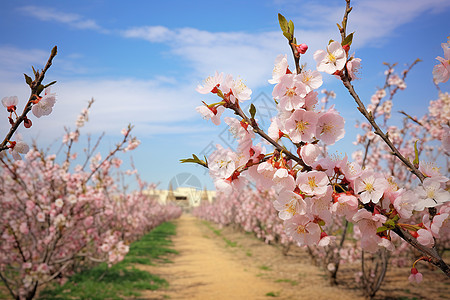 春天里绽放的白粉樱花图片