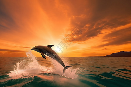 海豚跃出水面图片