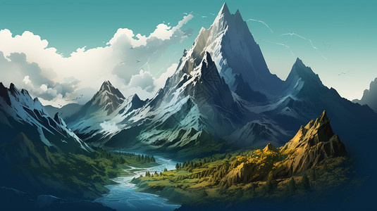 山脉的风景背景图片