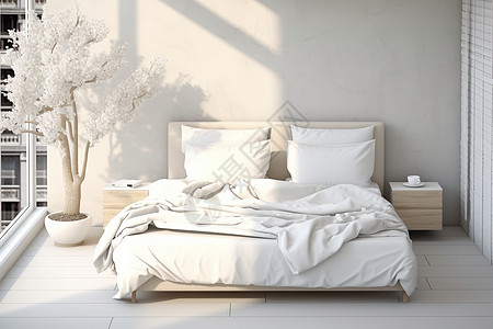 白色现代卧室图片
