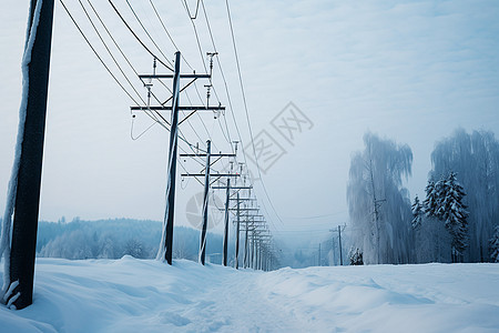 冬日电杆图片