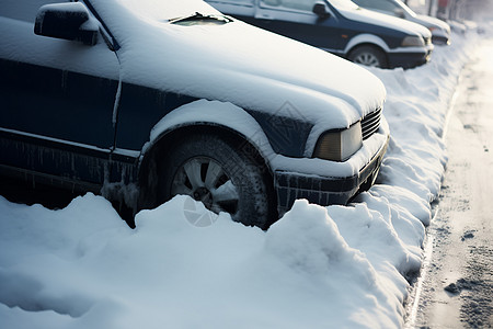 白雪覆盖的车辆图片