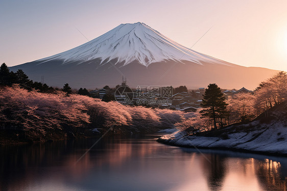 富士山初雪图片