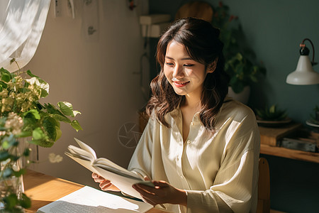 正在阅读书籍的女士图片