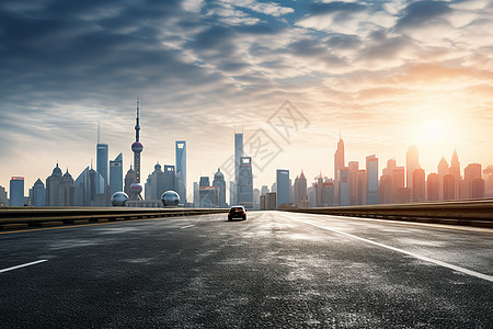 城市道路上行驶的车辆图片