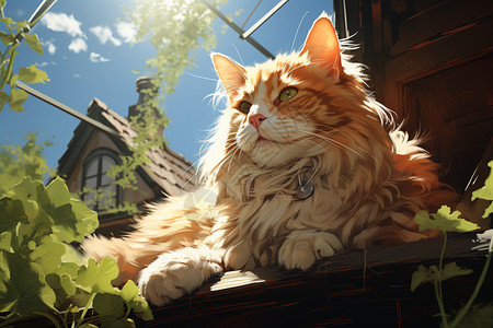 享受阳光的猫咪背景图片
