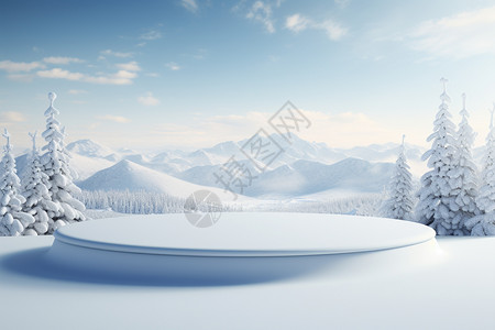 月牙泉雪景简约冬日背景设计图片