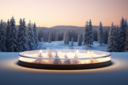 3D冬日森林背景背景图片