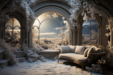 超现实冬日建筑风景图片