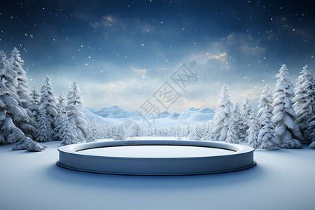 白雪皑皑的冬日展台背景图片