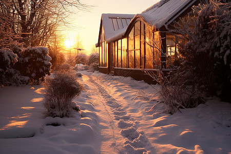 冬天户外的房屋图片
