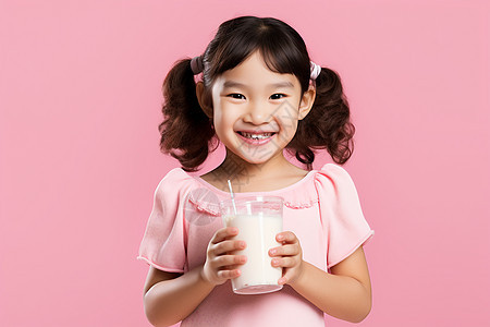 可爱小女孩喝牛奶图片