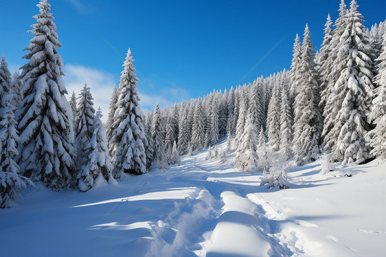 白雪皑皑的山坡图片