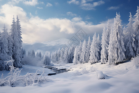冬日树木上落满了雪图片