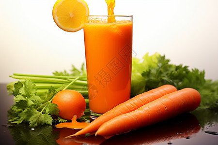 健康的胡萝卜汁高清图片