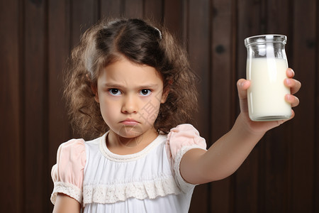 拿着一杯牛奶的孩子图片