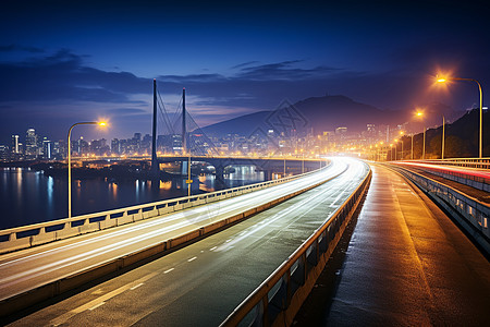 车科技夜晚的城市公路背景