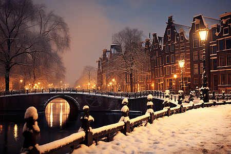 冬季夜晚雪景夜晚的雪景背景