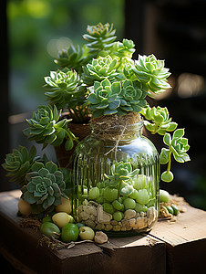 玻璃瓶绿植玻璃瓶中的绿植背景