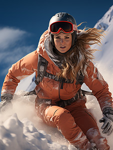 滑雪运动的女郎图片