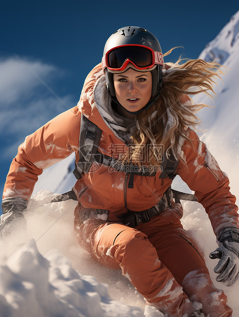 滑雪运动的女郎图片