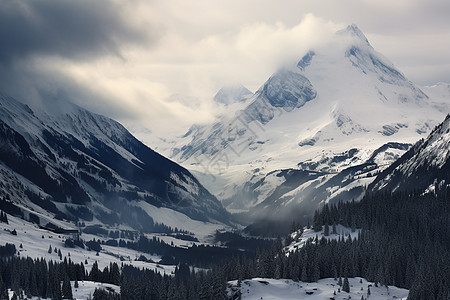 冰雪皑皑的山峰图片