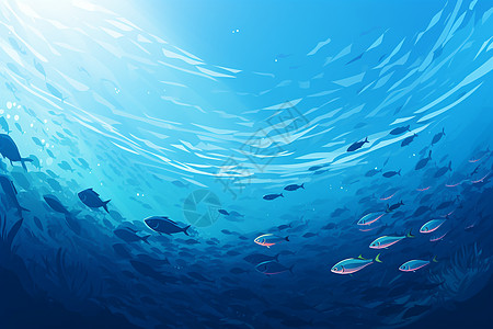 海洋中的鱼群图片