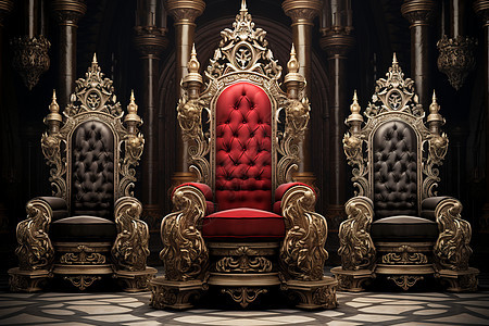 古堡中的红椅图片