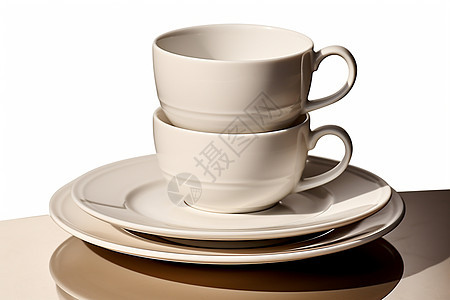 白瓷杯与茶托背景图片