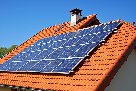屋顶上的太阳能板图片