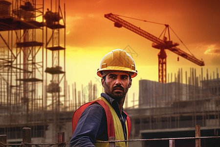 建筑工地上的劳动者背景图片