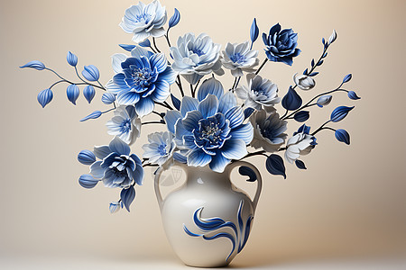 创意蓝白花瓶图片