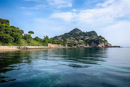 泰国海滩上的别墅景色图片