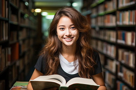 图书馆里的女子背景图片