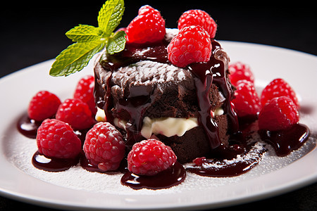 树莓和巧克力熔岩蛋糕图片