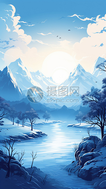 美丽的雪山风景图片