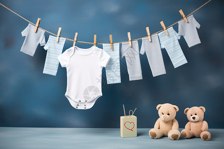婴儿衣服和小熊图片
