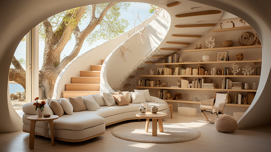 美式别墅客厅别墅楼梯设计设计图片