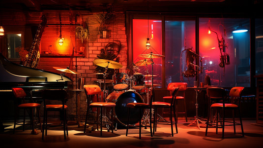 霓虹灯效果的酒吧背景图片
