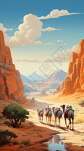沙漠风景绘画图片