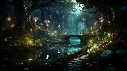 幻想的森林背景图片
