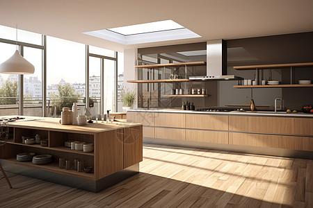 木质结构的厨房图片