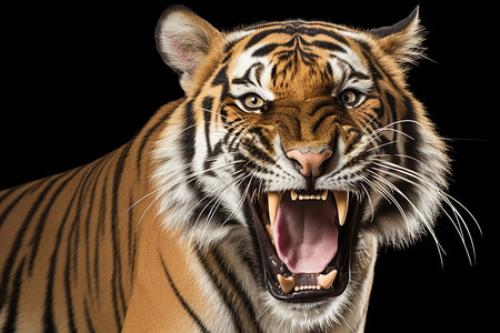 展开嘴巴的老虎背景图片