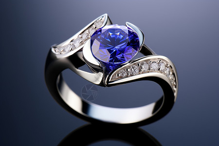 美丽的蓝宝石戒指背景图片