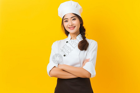 女厨师的微笑背景图片