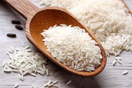 新鲜收割的谷物大米图片