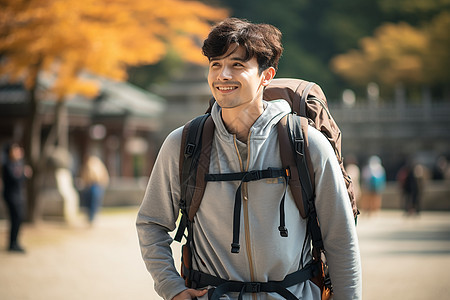 背着背包的男孩背景图片