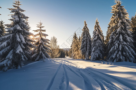 白雪皑皑的雪路图片