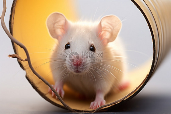 圆筒中的老鼠图片