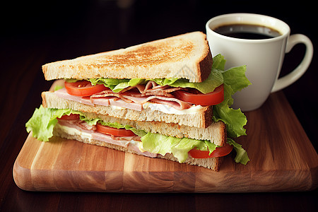 美味三明治与咖啡图片
